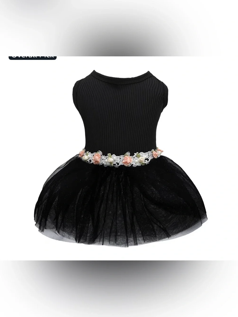Black Tulle Flower Belt Costume Dress for pets